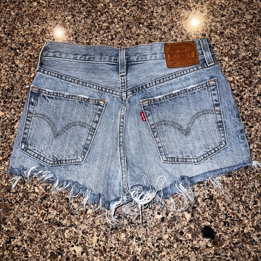 Levi's Blue Distressed Jean Shorts